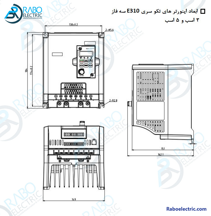 ابعاد اینورتر های تکو سری E310